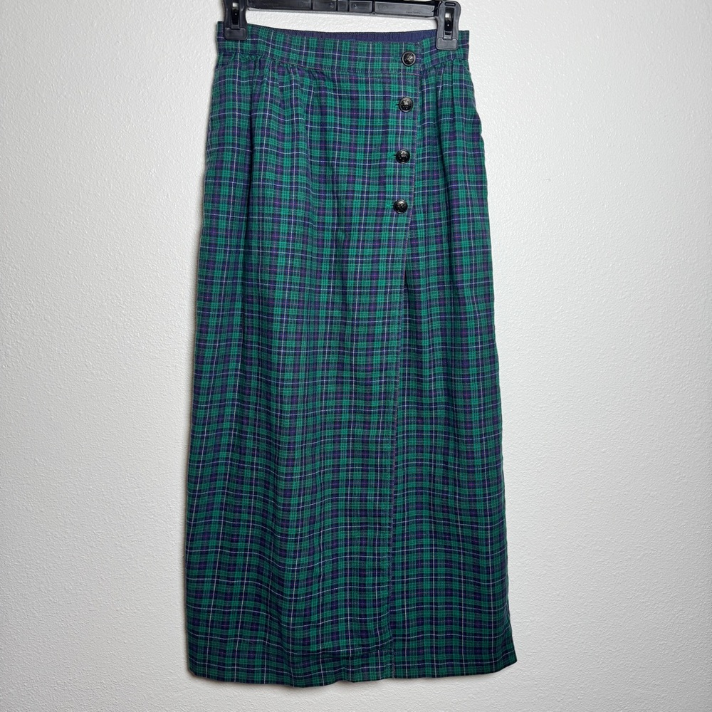Vintage Tommy Hilfiger Plaid Maxi Skirt Small Holiday Tartan 90s Preppy